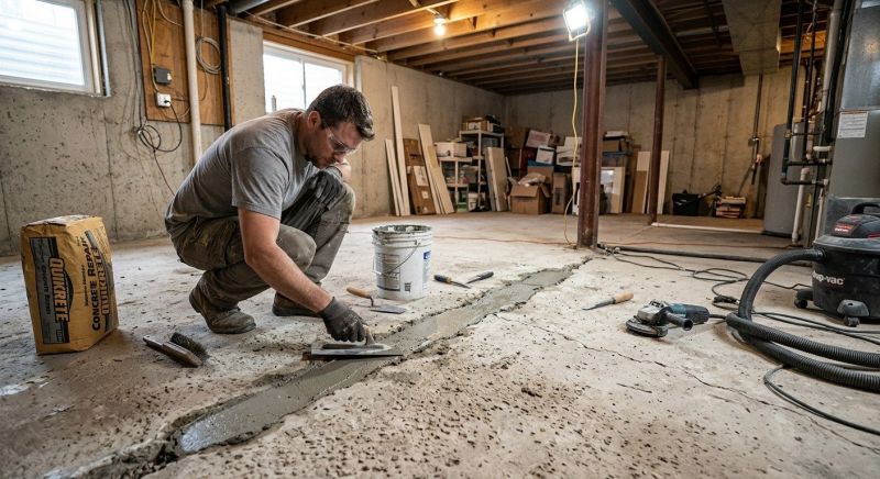 Cracked Basement Floor Repair in Alexandria, VA