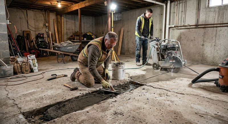 Cracked Basement Floor Repair in Alexandria, VA
