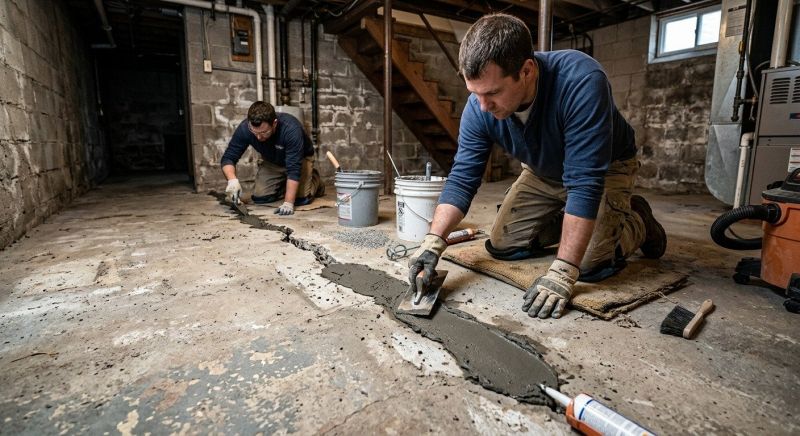 Cracked Basement Floor Repair in Alexandria, VA